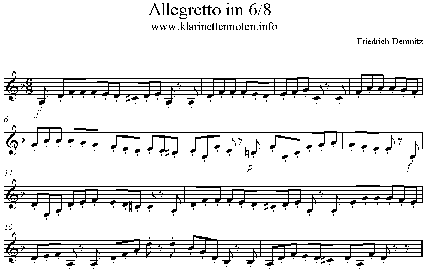 Allegretto Etüde im 6/8 Takt Friedrich Demnitz KLarinette